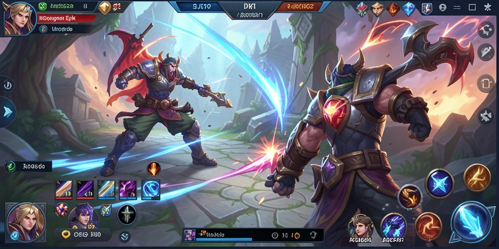 Tampilan layar pertempuran seru di ADG62 dengan aksi MOBA.
