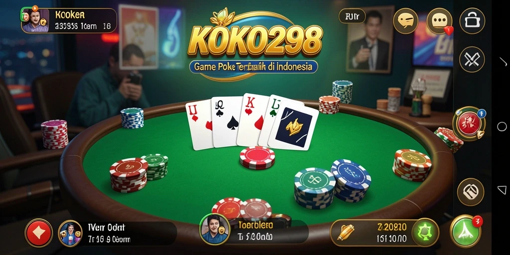 Screenshot gameplay KOKO288 menampilkan aksi poker yang mendebarkan.