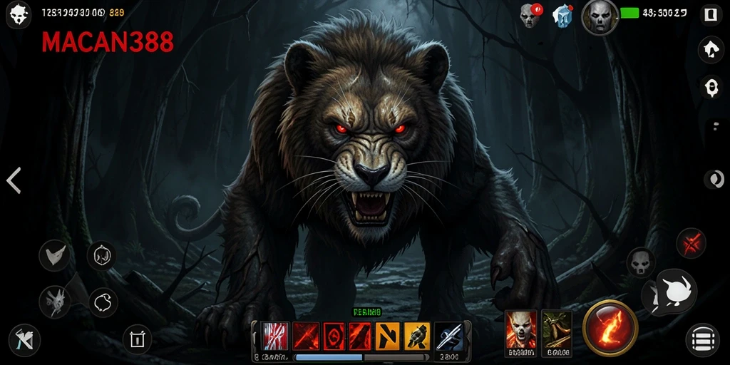 Tangkapan layar menunjukkan suasana menyeramkan dan gameplay mencekam dari MACAN388.