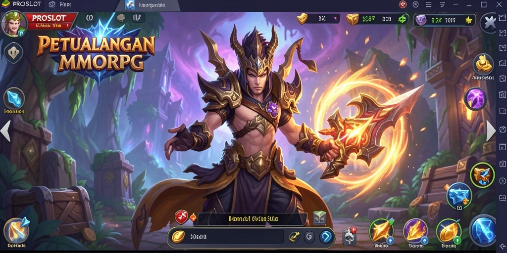 Tangkapan layar menampilkan aksi penuh dalam gameplay MMORPG PROSLOT.