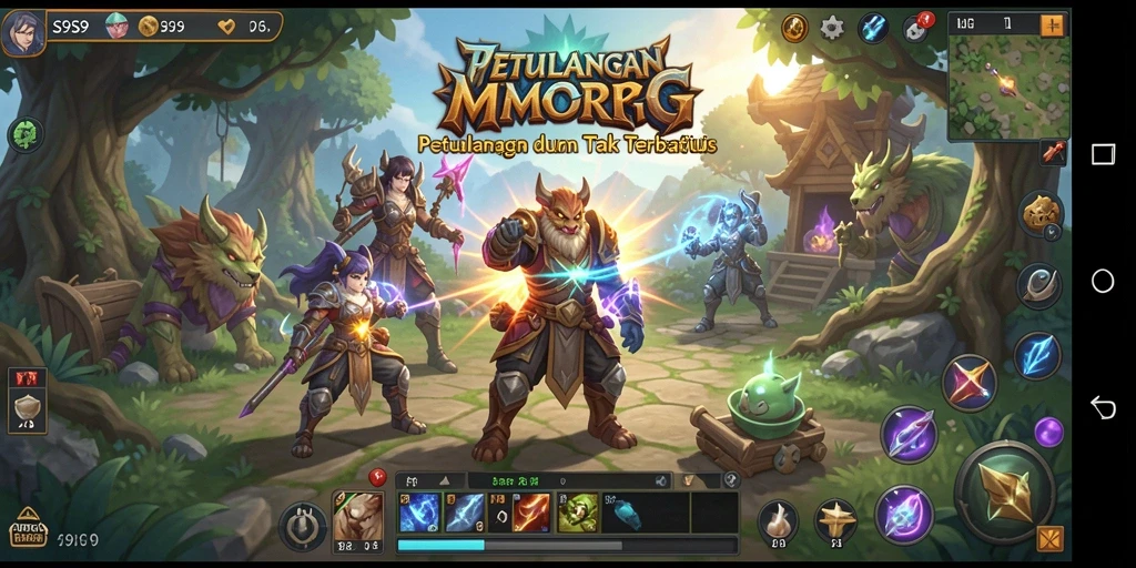 Screenshot gameplay MMORPG S9S9 yang menampilkan pertarungan epik antar pemain.